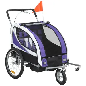 Buy Baby Bike Trailer with 5 Point Harness, Steel Frame, Reflectors, Safety Flag, Hitch Coupler, Purple