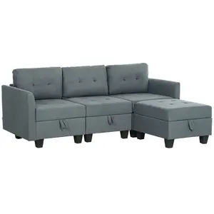 Buy HOMCOM 'L' Shape Modular Sofa, with Storage - Dark Grey