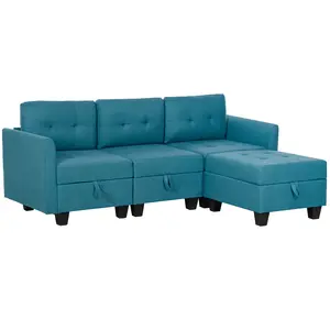 Buy L' Shape Modular Sofa, with Storage - Light Blue