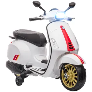 Buy 12V Vespa Licensed Kids Electric Motorbike w/ Music, Lights, FM Radio, for 3-6 Years - White