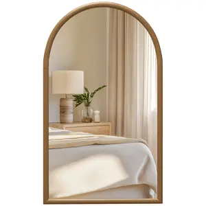 Buy 110 x 65cm Wooden Arched Mirror - Natural Finish