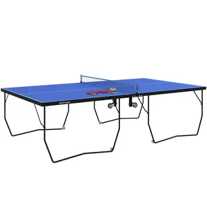 Buy 9FT Folding Tennis Table, with 8 Wheels, for Indoor Use, Blue