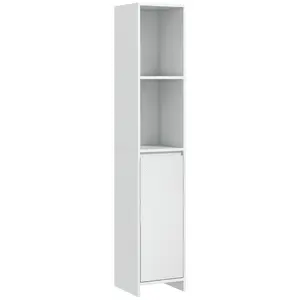 Buy Narrow Bathroom Cabinet, Slim Bathroom Storage Unit with Open Compartment, Freestanding Storage Cupboard for Small Spaces, 30 x 30 x 160 cm, White