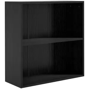Buy 2 Tier Bookshelf, Low Bookcase with Adjustable Shelf, 2 Compartments for Home Office, Living Room, Study, Black
