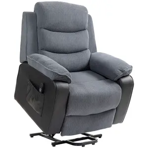 Buy Overstuffed Corduroy Electric Lift Chair - Dark Grey