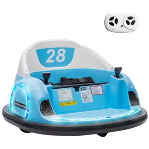 Buy 360&deg; Rotation Kids Bumper Car, 12V Waltz Car with Remote Control, Dual Joystick, Music, Lights, Light Blue