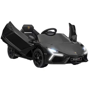 Buy Lamborghini Revuelto Licensed 12V Ride on Car w/ Butterfly Doors, Transport Wheels, Suspension, Remote Control, Black