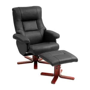 Buy Faux Microfibre Leather Manual Recliner and Footstool Set - Black