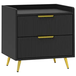 Buy Elegant Two-Drawer Bedside Table - Black