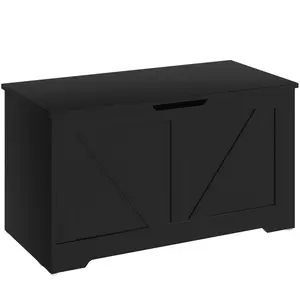 Buy 100L Home Storage Box, with Safety Hinges - Black Wood-Effect