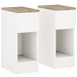 Buy Set of Two Modern Storage Bedside Tables - Cream White