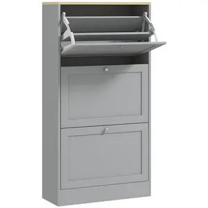 Buy Modern Compact Three-Drawer Shoe Storage Cabinet - Grey