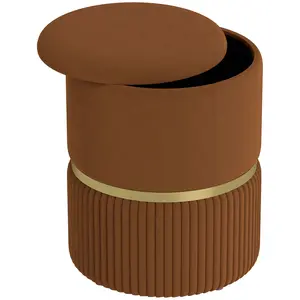 Buy Velvet-Feel Storage Ottoman - Brown