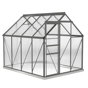 Buy Outsunny 190 x 253 cm Walk-In Polycarbonate Greenhouse - Dark Grey