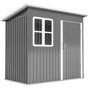Buy Outsunny 7 x 4ft Eco-friendly Galvanised Steel Garden Shed, with Lock and Gloves, 40kg/㎡ Snow Capacity - Grey