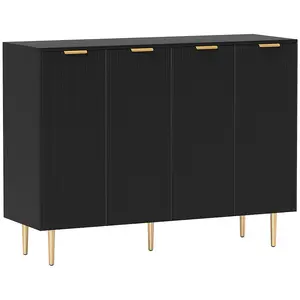 Buy Sideboard Buffet Cabinet, Modern Kitchen Storage Cabinet with 4 Doors and Adjustable Shelves Black