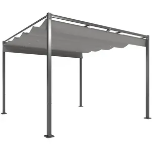 Buy 3 x 3m Retractable Roof Metal Pergola - Grey