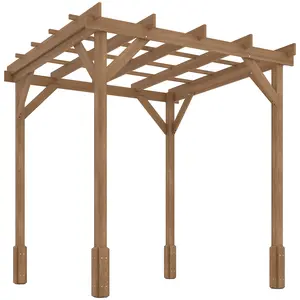Buy Outsunny 2 x 2 m Wooden Pergola Kit, Decorative Garden Gazebo Shelter with Stable Structure for Climbing Vines, Flowers, Dark Brown