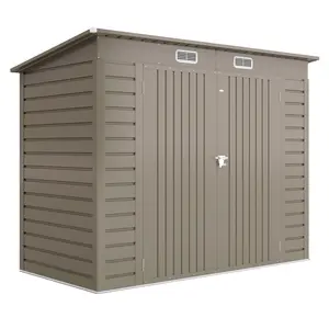 Buy Outsunny 3.7 x 7.9ft Galvanised Steel Shed, with Latched Door and Padlock - Light Grey