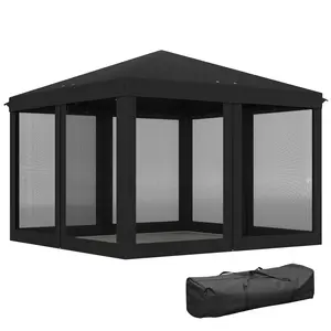 Buy Outsunny 3 x 3&nbsp;m Pop Up Gazebo, 420D Garden Tent Canopy with Removable Mesh Sidewall Netting, Carry Bag for Garden Patio Outdoor, Black