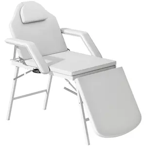 Buy Portable Massage Table, 3 Section Adjustable Beauty Bed, Foldable Massage Bed with Face Hole, Recliner Chair with Removable Headrest and Armrests for Spa, Lash, Tattoo, White
