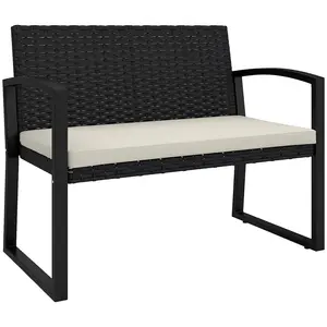 Buy Outsunny Two-Seater Rattan Garden Bench - Beige