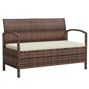 Buy 125L Storage Garden Bench, with Cushion - Brown