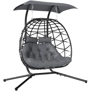 Buy Outsunny Two-Seater Rattan Egg Chair - Black