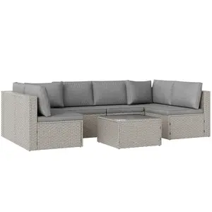 Buy Outsunny Seven-Piece Modular Rattan Set - Grey