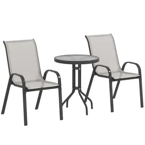 Buy Outsunny Three-Piece Outdoor Garden Set - Light Grey