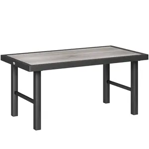 Buy Outsunny Metal Garden Coffee Table, Outdoor Side Table with SPC Woodgrain Tabletop for Outside, Garden, Balcony, Porch, 100 x 53 x 46cm, Grey