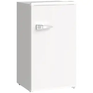 Buy HOMCOM Under Counter Fridge, 85L Small Retro Refrigerator with Chiller Box, Adjustable Thermostat, Glass Shelves, White
