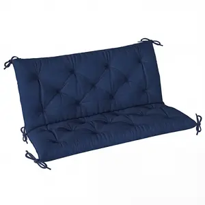 Buy 2 Seater Bench Pad, Garden Chair Cushion with Back and Ties for Indoor and Outdoor Use, 98 x 100 cm, Dark Blue