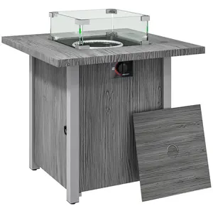 Buy 50,000 BTU Gas Fire Pit Table, with Cover - Dark Grey