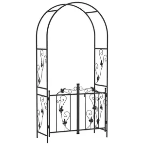 Buy Outsunny 2.17m Steel Garden Arch with Gate, Wedding Arch for Outdoor, Garden, 107W x 45D x 217H cm Black