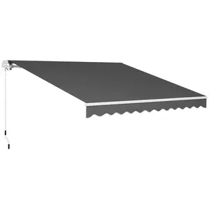 Buy Outsunny 3 x 2.5m Garden Patio Manual Awning, Retractable Canopy Sun Shade Shelter with Fittings and Crank Handle, Dark Grey