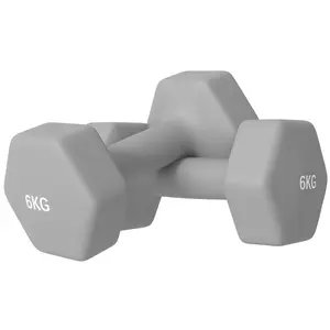 Buy SPORTNOW 2 x 6kg Hexagonal Dumbbells Weights Set with Non-Slip Grip for Home Gym Workout, Grey