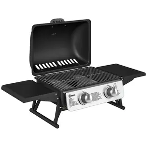 Buy Two-Burner Compact Gas Grill with 2 Folding Side Shelves - Black