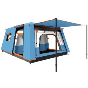 Buy 5 Man Camping Tent, Double Layer Tunnel Tent with Porch, Living Area and 2 Bedrooms, Sewn in Groundsheet, 3000mm Waterproof and UPF 30+, Portable with Bag, Blue