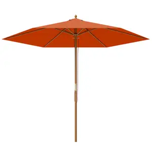 Buy Outsunny 2.5m Wood Garden Parasol Sun Shade Patio Outdoor Wooden Umbrella Canopy, Table Market Umbrella with Vent, 38mm Pole, Rope Pulley Mechanism, Orange