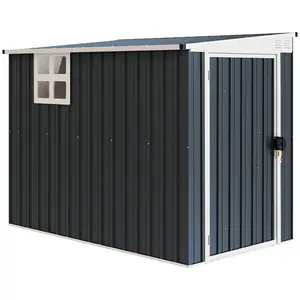 Buy Outsunny 7.6 x 4ft Garden Metal Shed, Outdoor Storage Shed with Window, 2 Vents and Lockable Door for Garden, Patio, Dark Grey