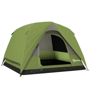 Buy 3-4 Person Camping Tent, Easy Set Up Waterproof Dome Tent with Sewn-in Groundsheet, Mesh Windows, Pocket and Hook for Camping, Hiking, Backpacking, Olive Green and Grey