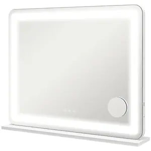Buy Vanity Mirror with Lights, Large 80x62 cm Lighted Makeup Mirror with 3 Colour, 10X Magnifying, USB Charging Port, Touch Screen, Tabletop or Wall Mounted Design, White