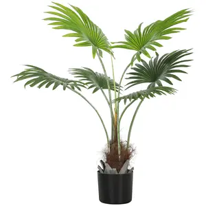 Buy 94cm Artificial Palm Tree, Decorative Artificial Plant with Lifelike PEVA Leaves and Coconut Coir, Fake Tree with Plastic Pot and Flocking for Home Office Decor, Green
