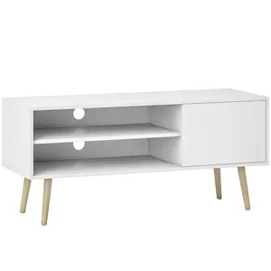 Buy TV Stand up to 55 Inches, TV Unit with Open Shelves and Cable Holes - White