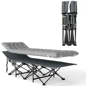 Buy Outsunny 68cm Wide Folding Bed, Camping Cot for Adults with Mattress, Carry Bag, Storage Pocket, Max Load 150kg, Light Grey