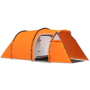 Buy Outsunny 2-3 Man Tunnel Tents w/ Vestibule Camping Tent Porch Air Vents Weather-Resistant Shelter, Orange
