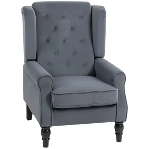 Buy Wingback Accent Chair, Retro Upholstered Button Tufted Occasional Chair for Living Room and Bedroom, Grey