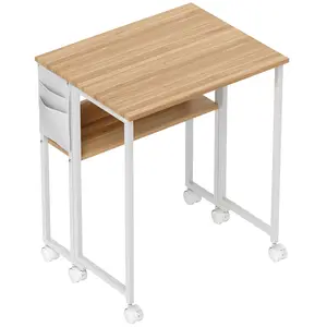 Buy 63 cm Drop Leaf Writing Work Desk - Natural Wood Finish