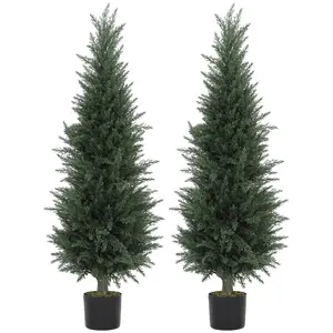 Buy Set of Two Artificial Cypress Trees - Green
